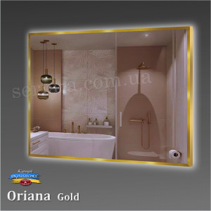 Дзеркало настінне з підсвічуванням в алюмінієвій рамі ORIANA GOLD